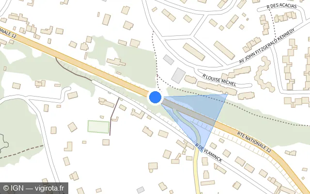 Vue plan de l'emplacement du radar de feu rouge à Saint-Rémy-sur-Avre sur Route Nationale 12 / N 12