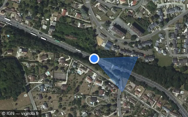 Vue satellite de l'emplacement du radar de feu rouge à Saint-Rémy-sur-Avre sur Route Nationale 12 / N 12