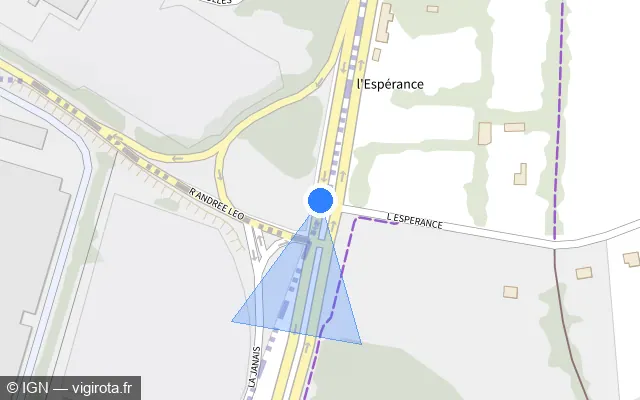 Vue plan de l'emplacement du radar de feu rouge à Chartres-de-Bretagne sur D 837