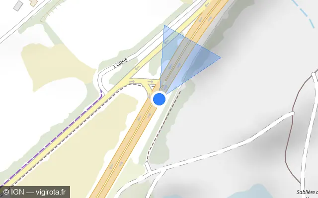 Vue plan de l'emplacement du radar de feu rouge à Vezin-le-Coquet sur N 24