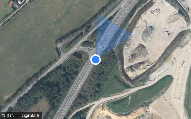 Vue satellite de l'emplacement du radar de feu rouge à Vezin-le-Coquet sur N 24