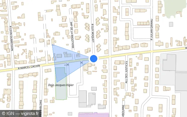 Vue plan de l'emplacement du radar de feu rouge à Saint-Pierre-des-Corps sur Rue Marcel Cachin
