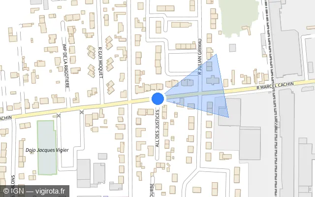 Vue plan de l'emplacement du radar de feu rouge à Saint-Pierre-des-Corps sur Rue Marcel Cachin