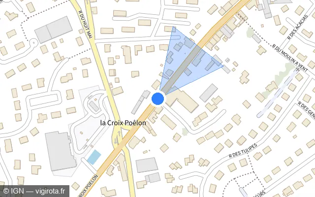 Vue plan de l'emplacement du radar de feu rouge à Monnaie sur Rue Nationale / D 910