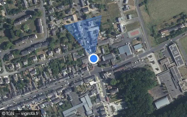 Vue satellite de l'emplacement du radar de feu rouge à Neuillé-Pont-Pierre sur Avenue du Général de Gaulle / D 938