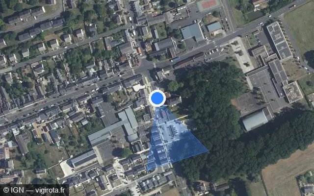 Vue satellite de l'emplacement du radar de feu rouge à Neuillé-Pont-Pierre sur Avenue du Général de Gaulle / D 938