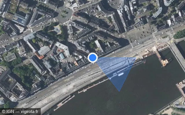Vue satellite de l'emplacement du radar de feu rouge à Nantes sur Rue Mathurin Brissonneau