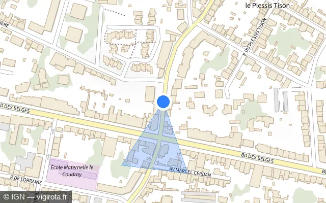 Vue plan de l'emplacement du radar de feu rouge à Nantes sur Route de Saint-Joseph