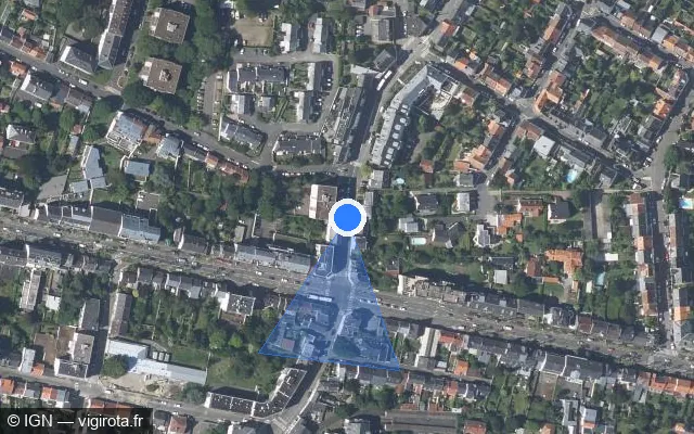 Vue satellite de l'emplacement du radar de feu rouge à Nantes sur Route de Saint-Joseph