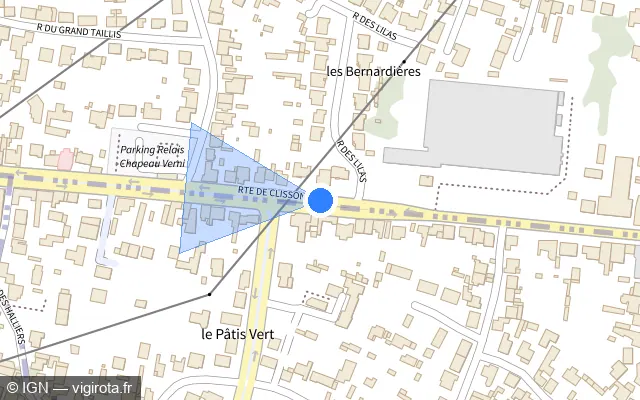 Vue plan de l'emplacement du radar de feu rouge à Saint-Sébastien-sur-Loire sur Route de Clisson