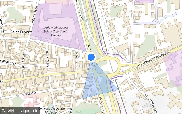 Vue plan de l'emplacement du radar de feu rouge à Saint-Jean-le-Blanc sur Boulevard Saint-Euverte