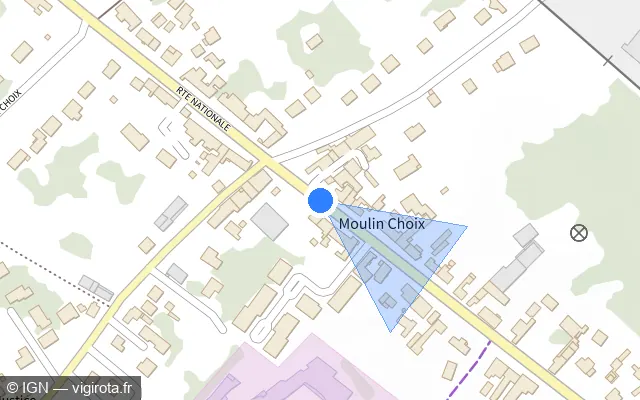 Vue plan de l'emplacement du radar de feu rouge à Ingré sur Route Nationale