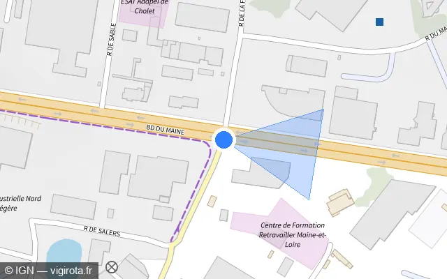 Vue plan de l'emplacement du radar de feu rouge à Saint-Léger-sous-Cholet sur Boulevard du Maine / D 13