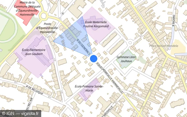 Vue plan de l'emplacement du radar de feu rouge à Cherbourg-en-Cotentin sur Rue du Général Leclerc