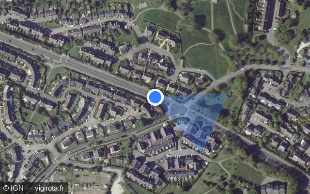 Vue satellite de l'emplacement du radar de feu rouge à Cherbourg-en-Cotentin sur Avenue Jacques Prévert