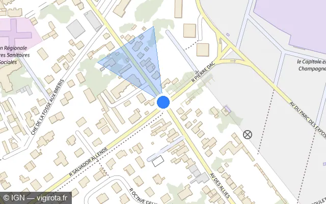 Vue plan de l'emplacement du radar de feu rouge à Châlons-en-Champagne sur Avenue des Alliés / D 60