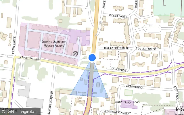 Vue plan de l'emplacement du radar de feu rouge à Vitry-le-François sur Faubourg de Châlons / N 44