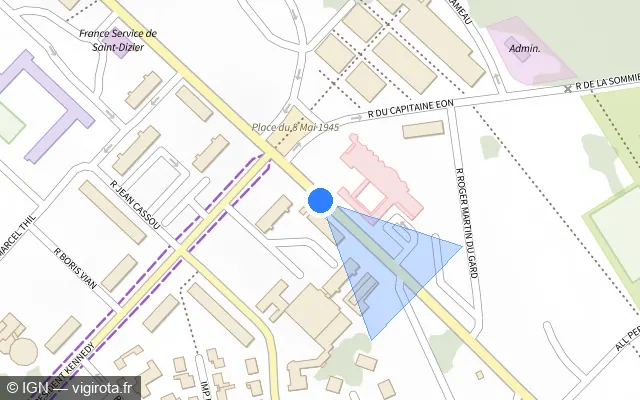 Vue plan de l'emplacement du radar de feu rouge à Bettancourt-la-Ferrée sur Boulevard du Colonel Entrevan