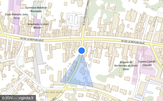 Vue plan de l'emplacement du radar de feu rouge à Saint-Dizier sur Rue Jean Jaurès / D 384