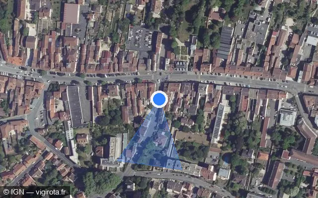 Vue satellite de l'emplacement du radar de feu rouge à Saint-Dizier sur Rue Jean Jaurès / D 384