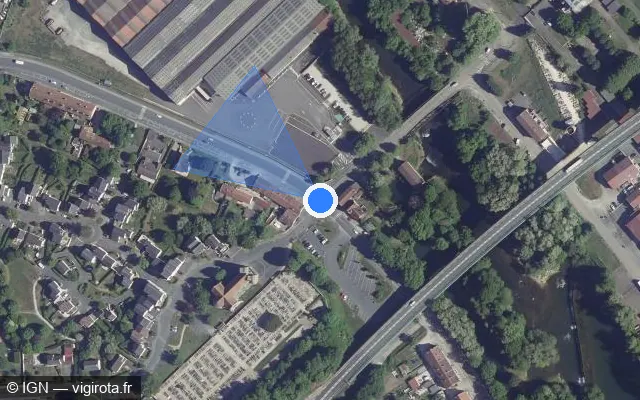 Vue satellite de l'emplacement du radar de feu rouge à Roches-sur-Marne sur Avenue Jean Pierre Timbaud