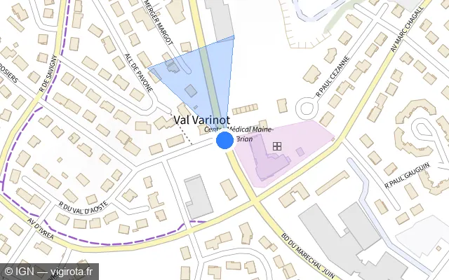 Vue plan de l'emplacement du radar de feu rouge à Chaumont sur Boulevard du Maréchal Juin