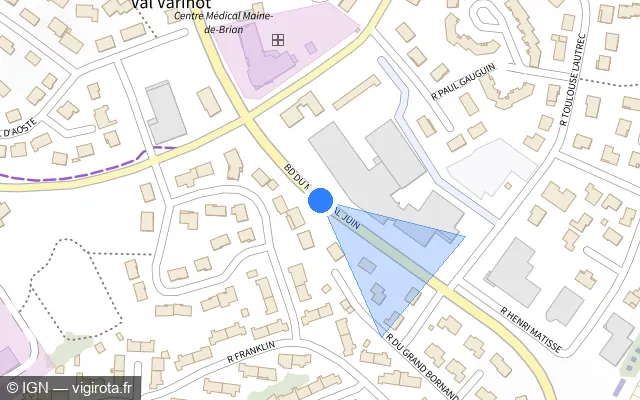 Vue plan de l'emplacement du radar de feu rouge à Chaumont sur Boulevard du Maréchal Juin