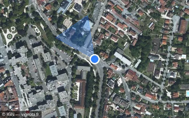 Vue satellite de l'emplacement du radar de feu rouge à Chaumont sur Boulevard Gambetta / D 619
