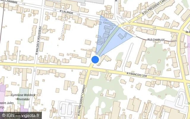 Vue plan de l'emplacement du radar de feu rouge à Saint-Dizier sur Rue du Président Carnot