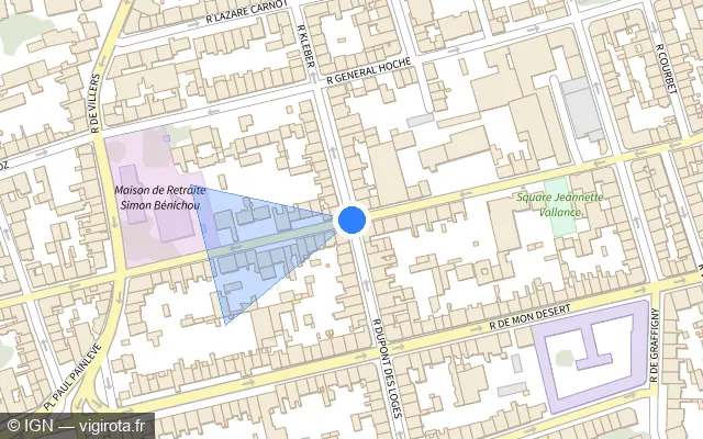 Vue plan de l'emplacement du radar de feu rouge à Nancy sur Rue Gabriel Mouilleron