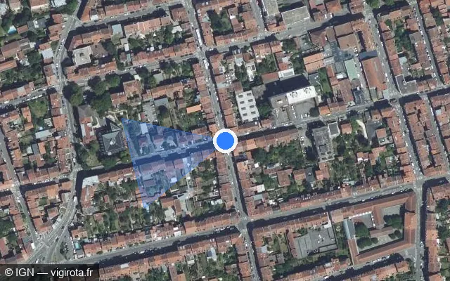 Vue satellite de l'emplacement du radar de feu rouge à Nancy sur Rue Gabriel Mouilleron