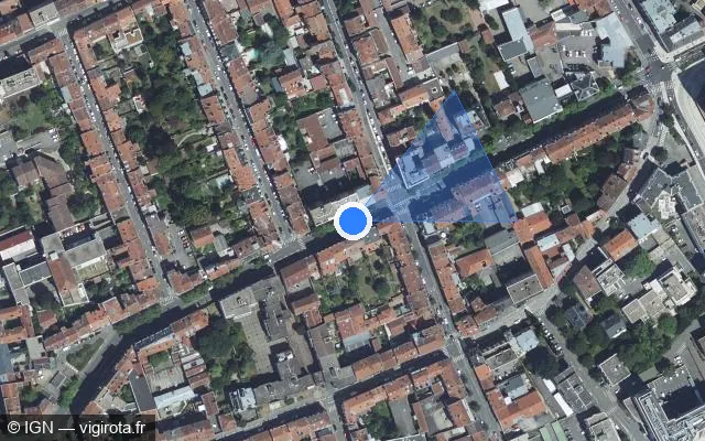 Vue satellite de l'emplacement du radar de feu rouge à Nancy sur Avenue Foch