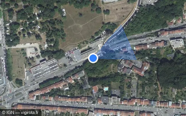 Vue satellite de l'emplacement du radar de feu rouge à Maxéville sur Avenue de la Libération
