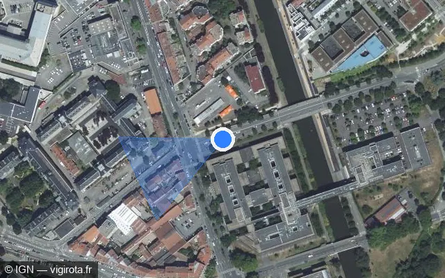 Vue satellite de l'emplacement du radar de feu rouge à Nancy sur Avenue Charles Étienne Collignon