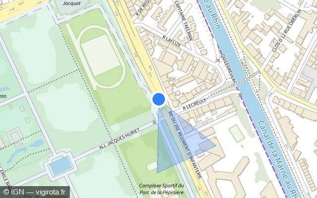 Vue plan de l'emplacement du radar de feu rouge à Saint-Max sur Boulevard du 26e Régiment d'Infanterie