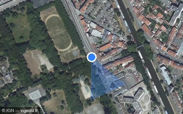 Vue satellite de l'emplacement du radar de feu rouge à Saint-Max sur Boulevard du 26e Régiment d'Infanterie
