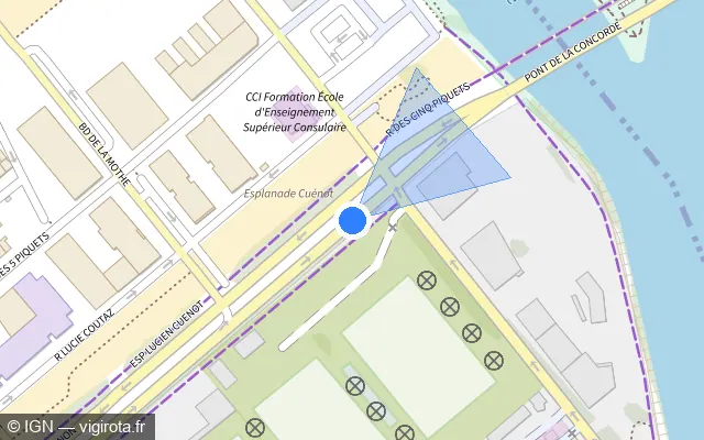 Vue plan de l'emplacement du radar de feu rouge à Tomblaine sur Avenue Charles Étienne Collignon