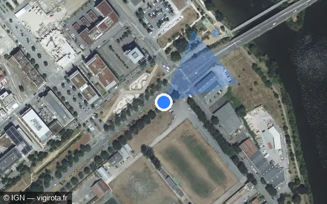 Vue satellite de l'emplacement du radar de feu rouge à Tomblaine sur Avenue Charles Étienne Collignon