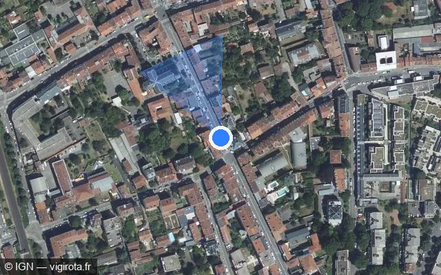Vue satellite de l'emplacement du radar de feu rouge à Nancy sur Rue de Metz