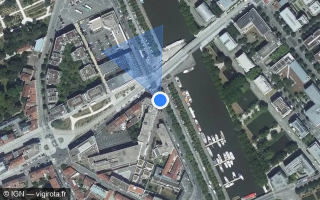 Vue satellite de l'emplacement du radar de feu rouge à Nancy sur Boulevard du 21e Régiment d'Aviation
