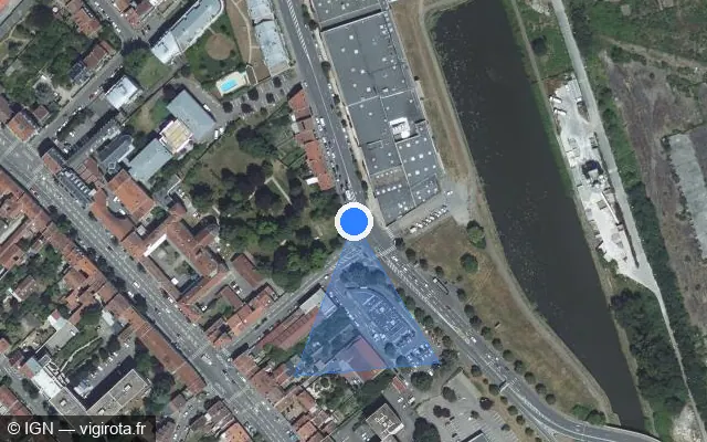 Vue satellite de l'emplacement du radar de feu rouge à Jarville-la-Malgrange sur Boulevard Lobau