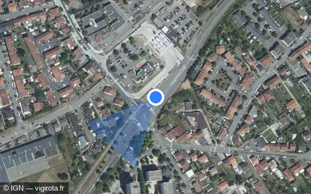 Vue satellite de l'emplacement du radar de feu rouge à Essey-lès-Nancy sur Avenue de Brigachtal