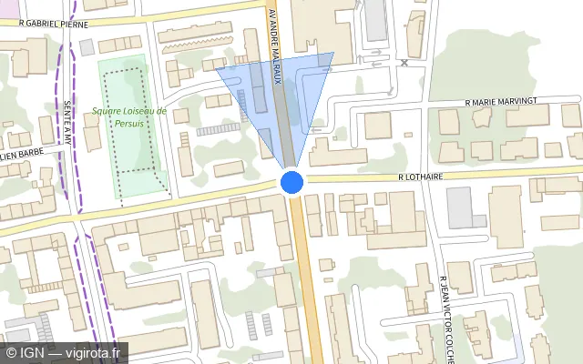 Vue plan de l'emplacement du radar de feu rouge à Metz sur Avenue André Malraux / M 913
