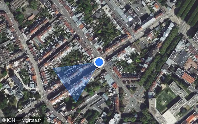 Vue satellite de l'emplacement du radar de feu rouge à Lille sur Rue de la Bassée