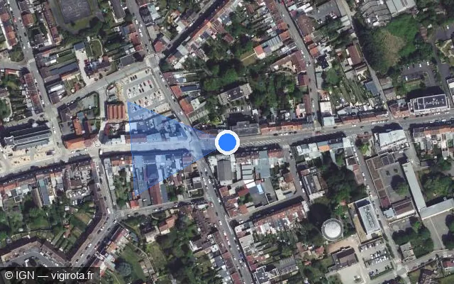 Vue satellite de l'emplacement du radar de feu rouge à Capinghem sur Avenue de Dunkerque / M 933