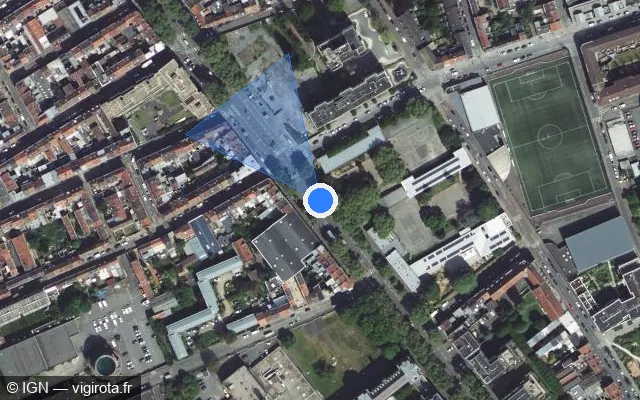 Vue satellite de l'emplacement du radar de feu rouge à Lille sur Boulevard Montebello