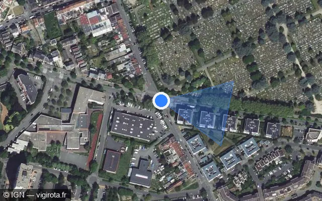Vue satellite de l'emplacement du radar de feu rouge à Faches-Thumesnil sur Rue Richard Wagner