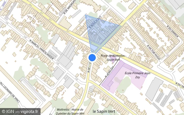 Vue plan de l'emplacement du radar de feu rouge à Tourcoing sur Rue de l'Union / M 112