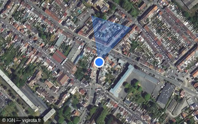 Vue satellite de l'emplacement du radar de feu rouge à Tourcoing sur Rue de l'Union / M 112