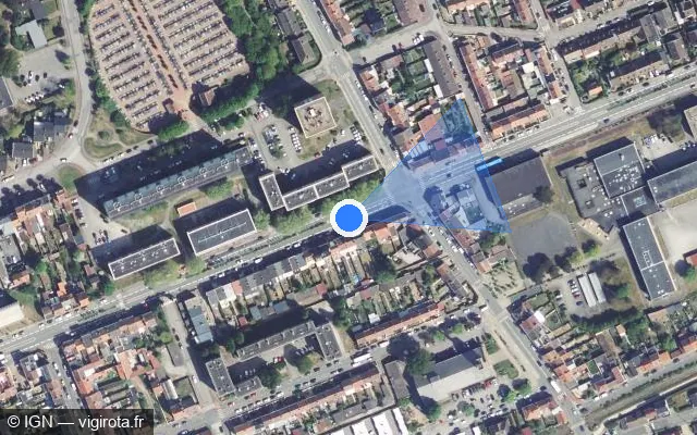 Vue satellite de l'emplacement du radar de feu rouge à Leffrinckoucke sur Boulevard de la République - François Mitterrand / D 79